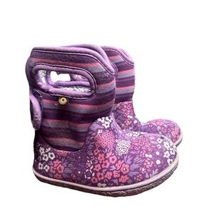 Girls Toddler Bogs Size 7 Purple Pink  Waterproof Winter Boots Faux Fur